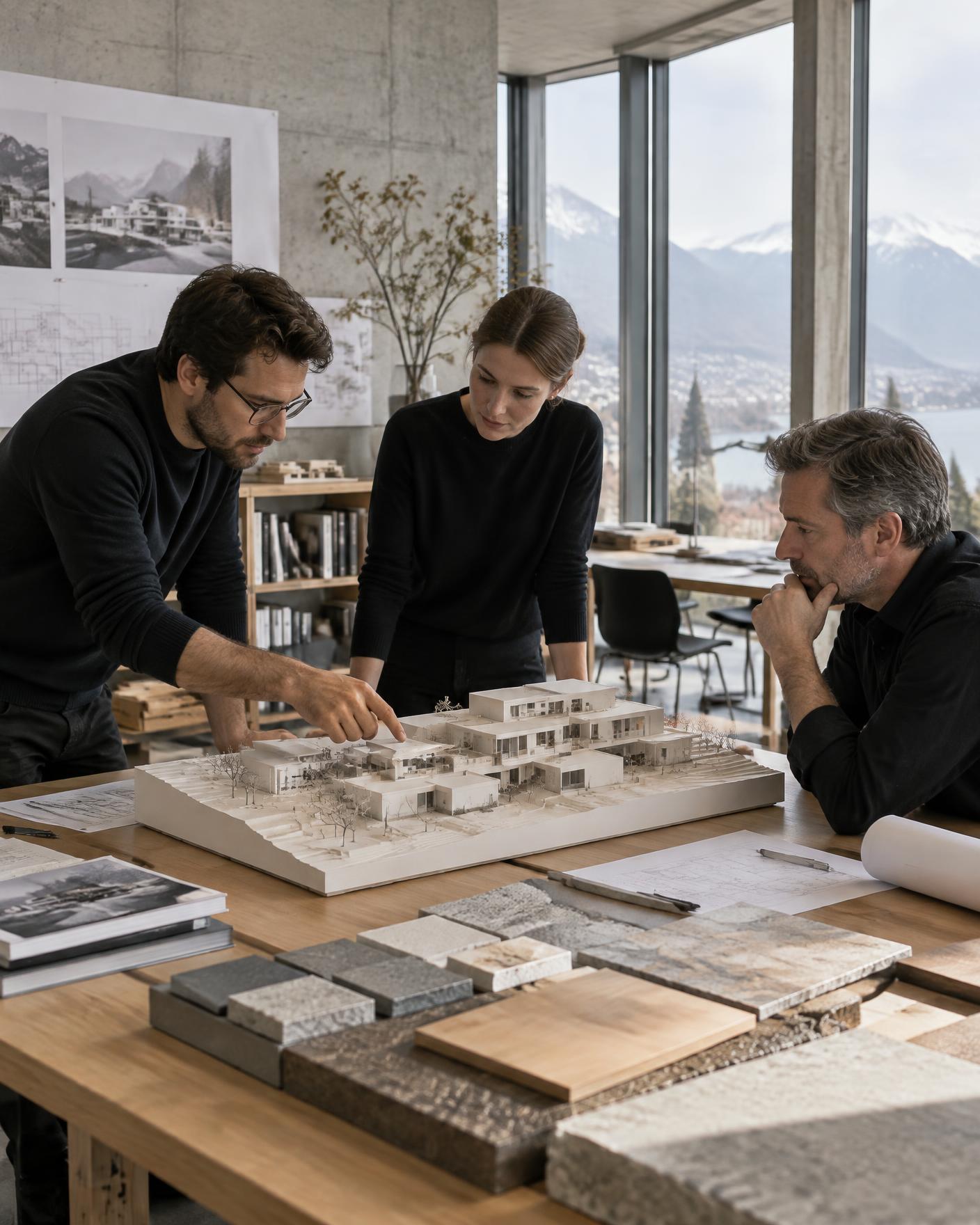 Pulsar Partners architects around a model